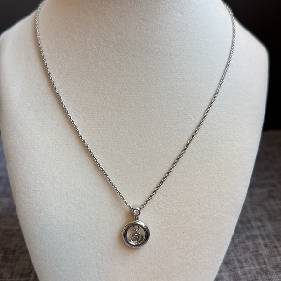 Authentic Christian Dior Silver Necklace with CD Logo Inside Circular Pendant - Picture 1 of 3